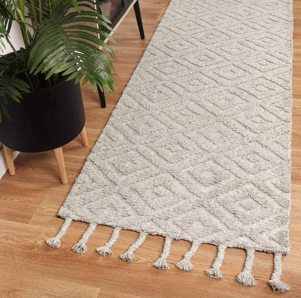 Goa Diamond Wool Blend Grey Rug - D4GRE – view 6