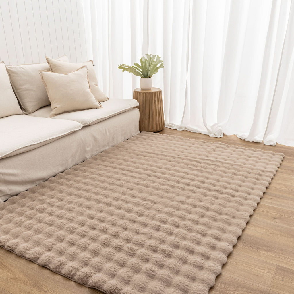 Purity Washable Rug Dark Beige styled with furniture
