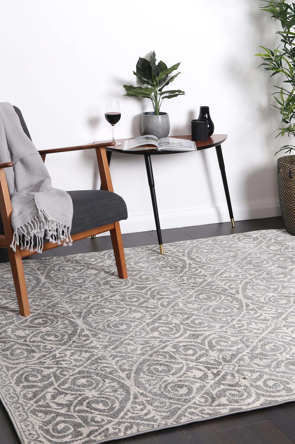 Delicate Katherine Grey & Ivory Rug -  DEL23 – view 7