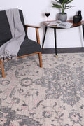 Delicate Madeleine Grey & Ivory Rug -  DEL25 styled with furniture