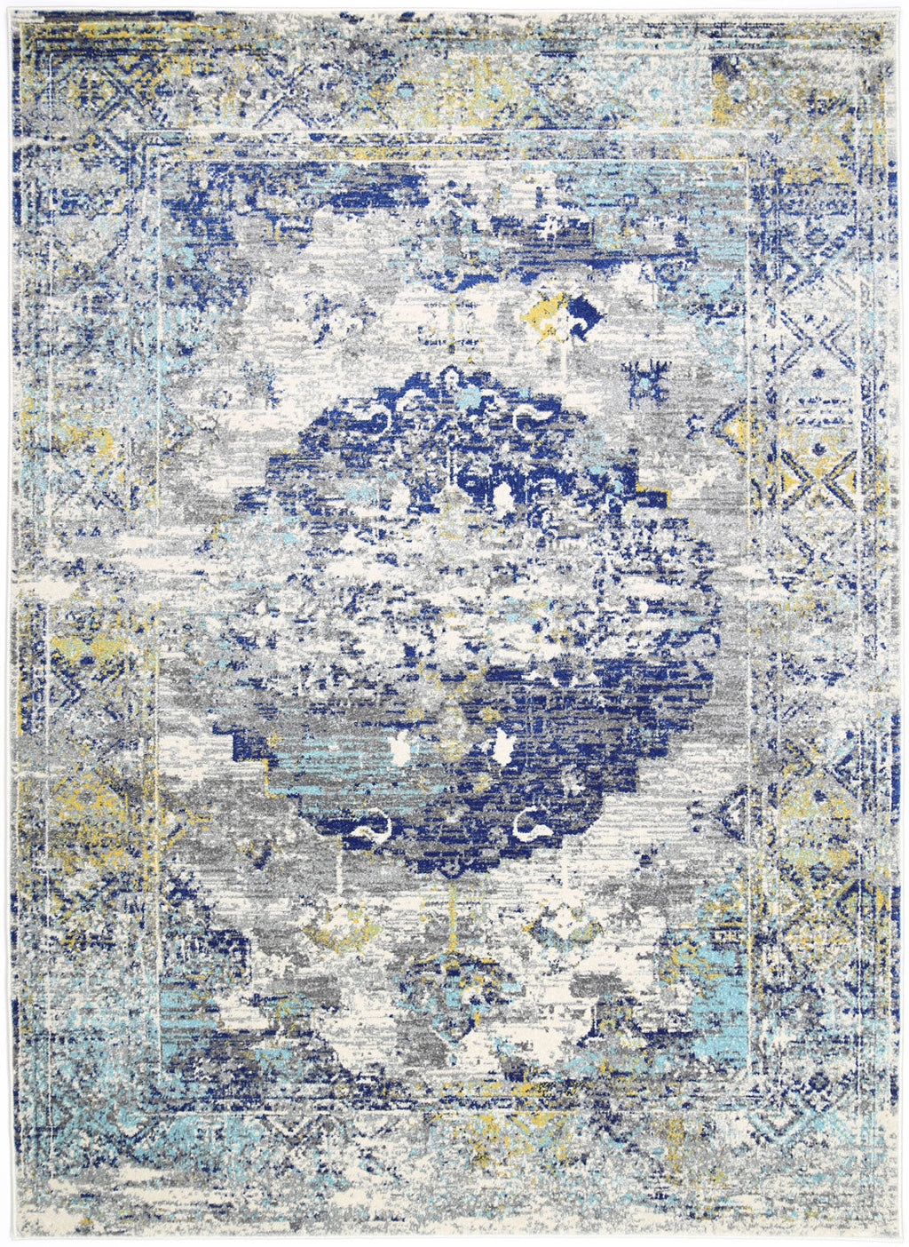 Delicate Faded Blue and Yellow Rug - DELI02 – view 2