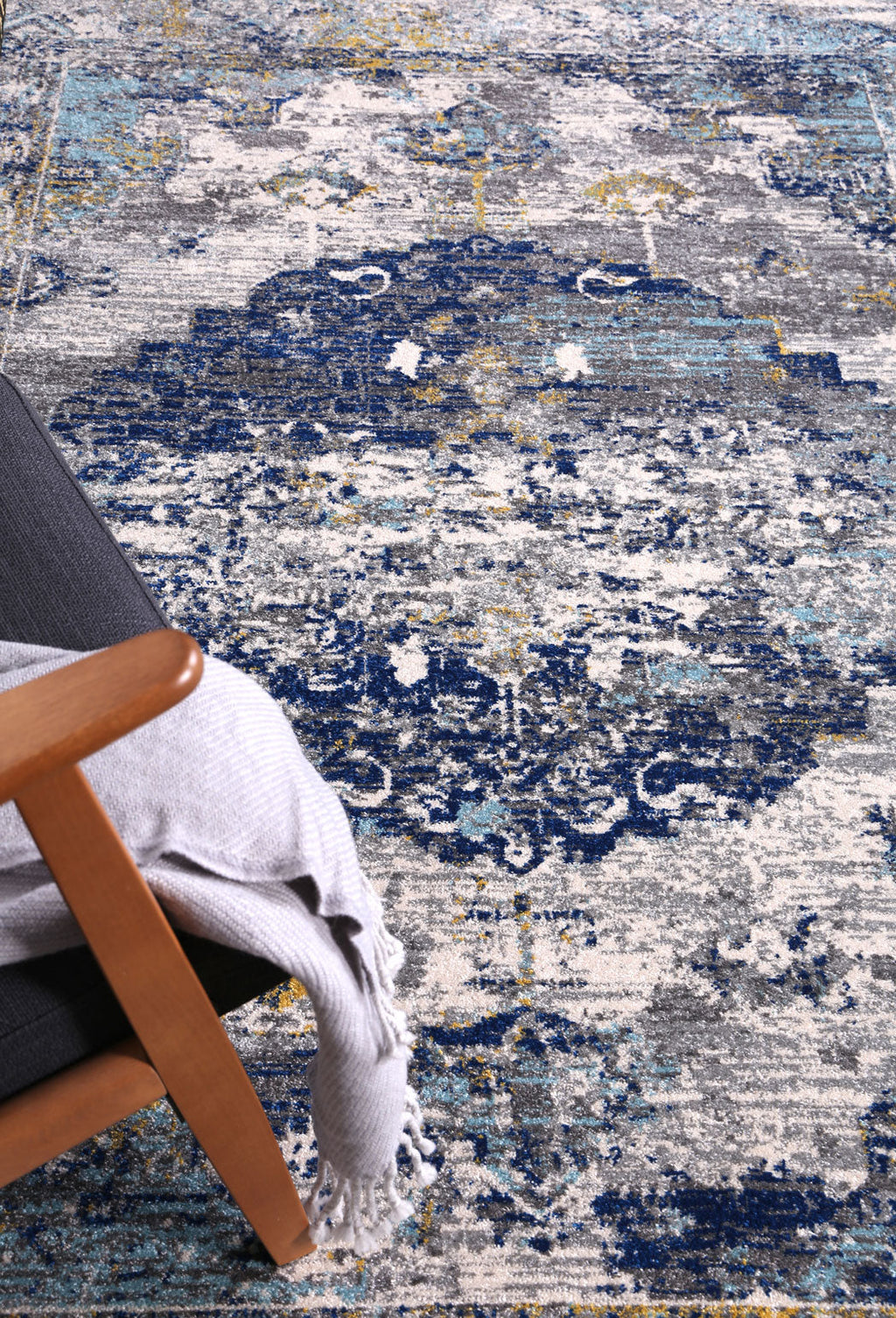 Delicate Faded Blue and Yellow Rug - DELI02 – view 5
