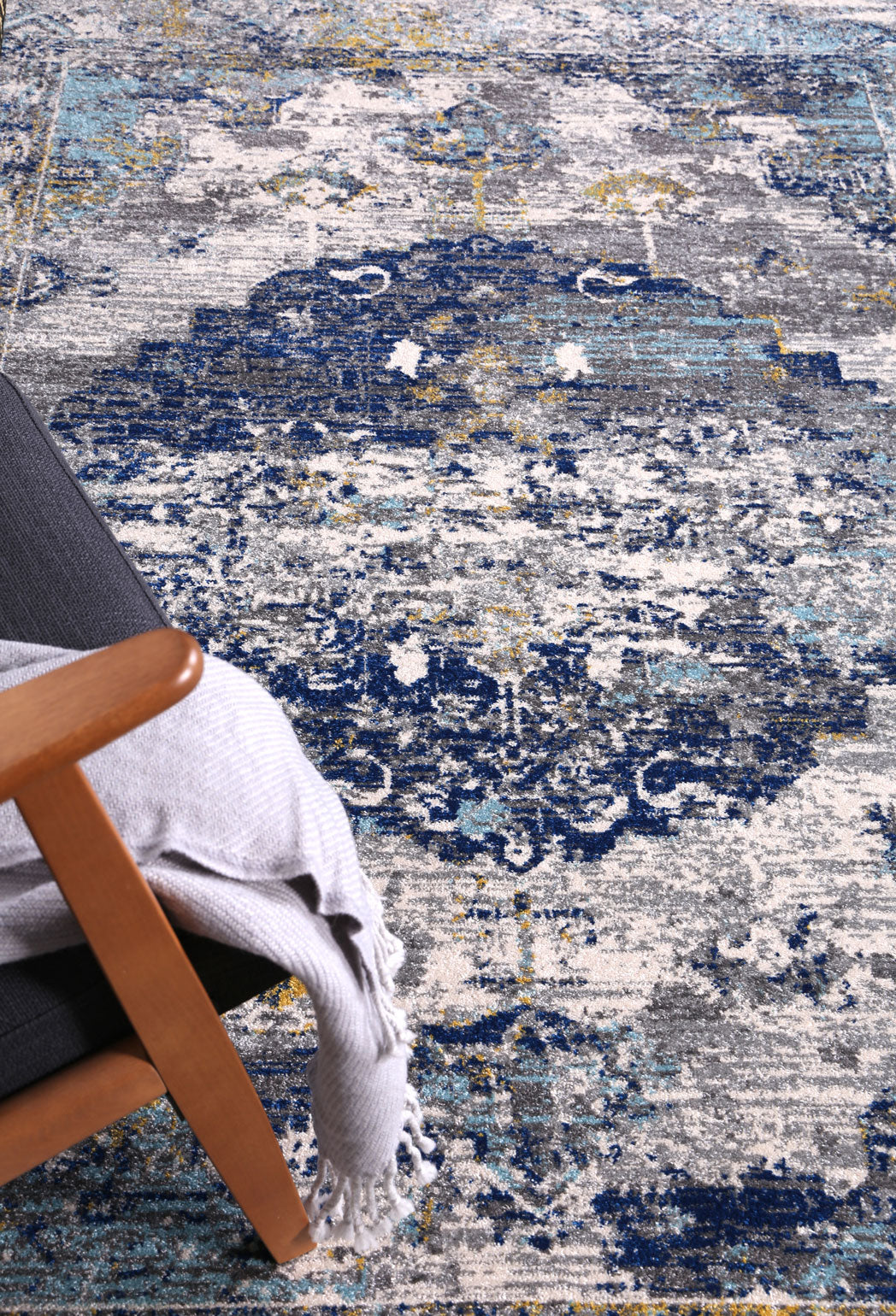 Delicate Faded Blue and Yellow Rug - DELI02 – view 5