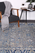 Delicate Royale Blue Rug - DELI05 styled with furniture