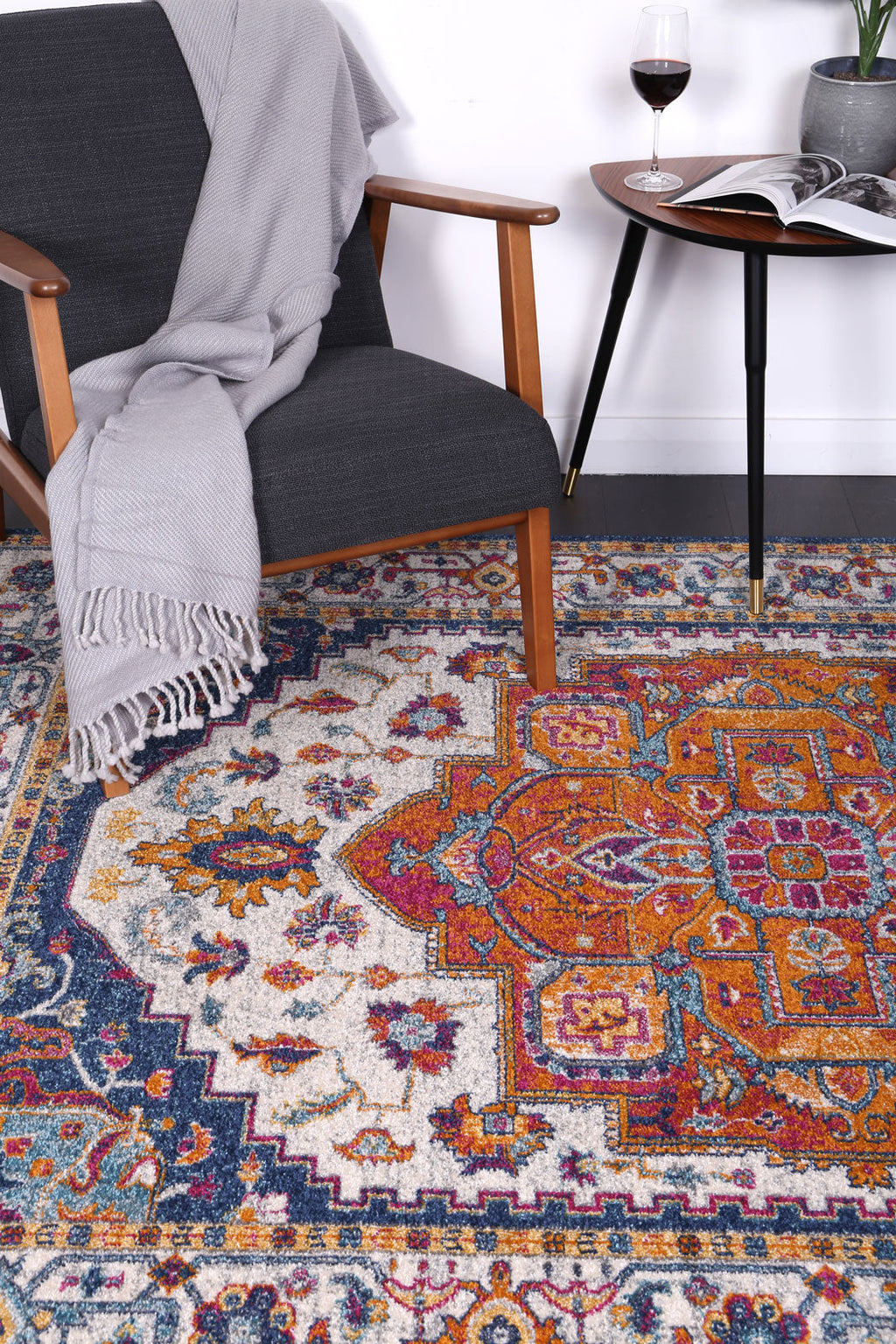 Delicate Vibrance Multicolour Rug - DELI06 styled with furniture