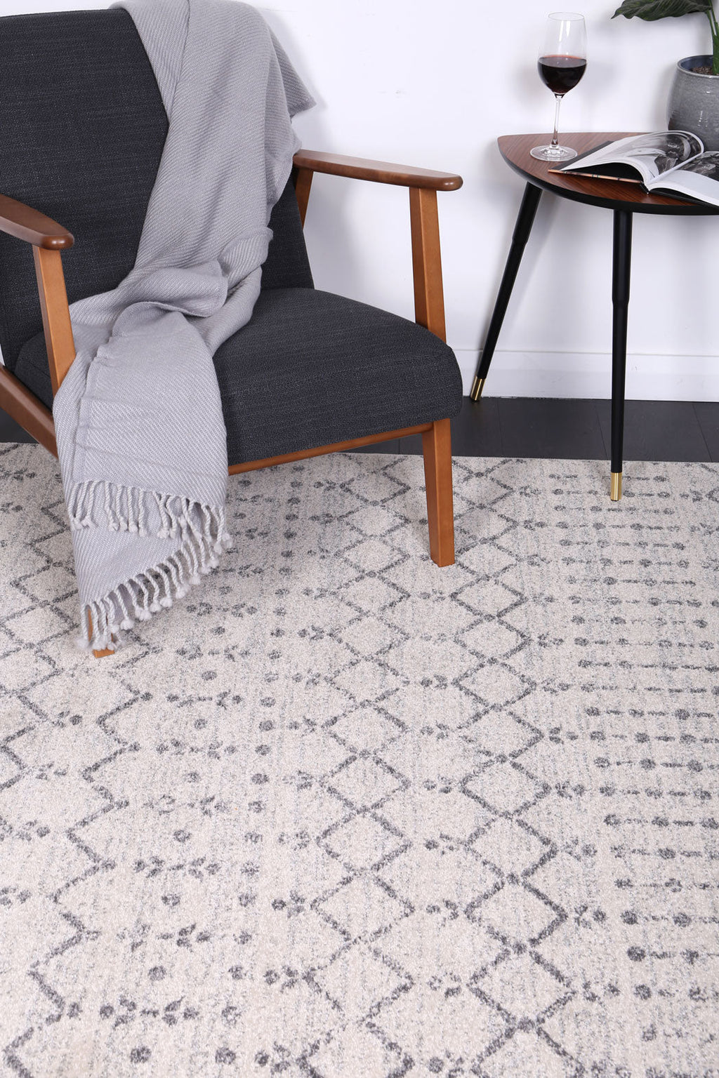 Delicate Geometric Ivory Grey Rug - DELI08 – view 3