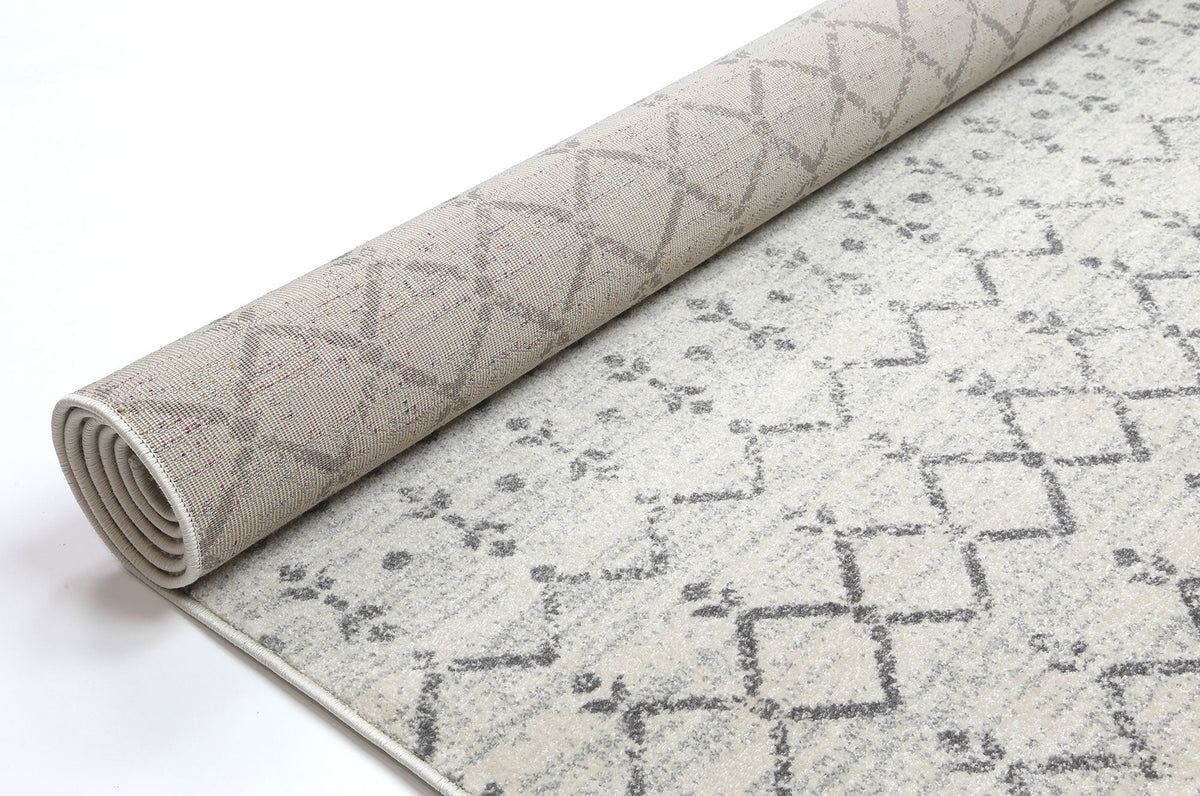 Delicate Geometric Ivory Grey Rug - DELI08 – view 6