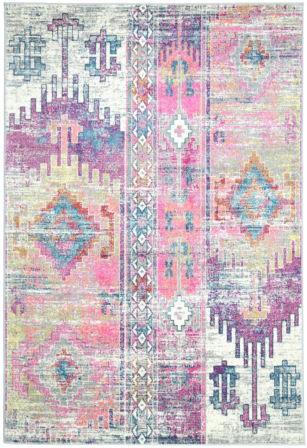 Delicate Ikat Multi Coloured Rug - DELI12 – view 2