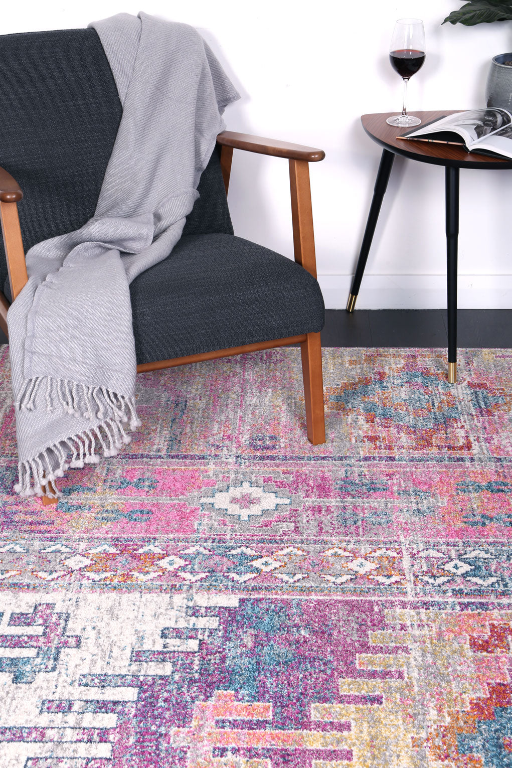 Delicate Ikat Multi Coloured Rug - DELI12 – view 3
