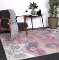Delicate Ikat Multi Coloured Rug - DELI12 styled with furniture