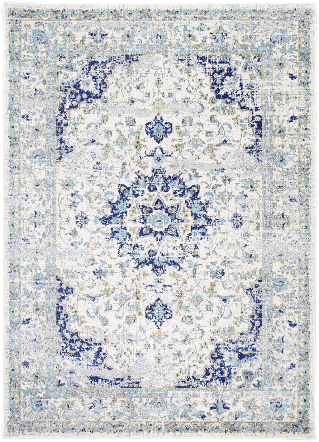 Delicate Magnificence Ivory and Blue Rug - DELI13 – view 2