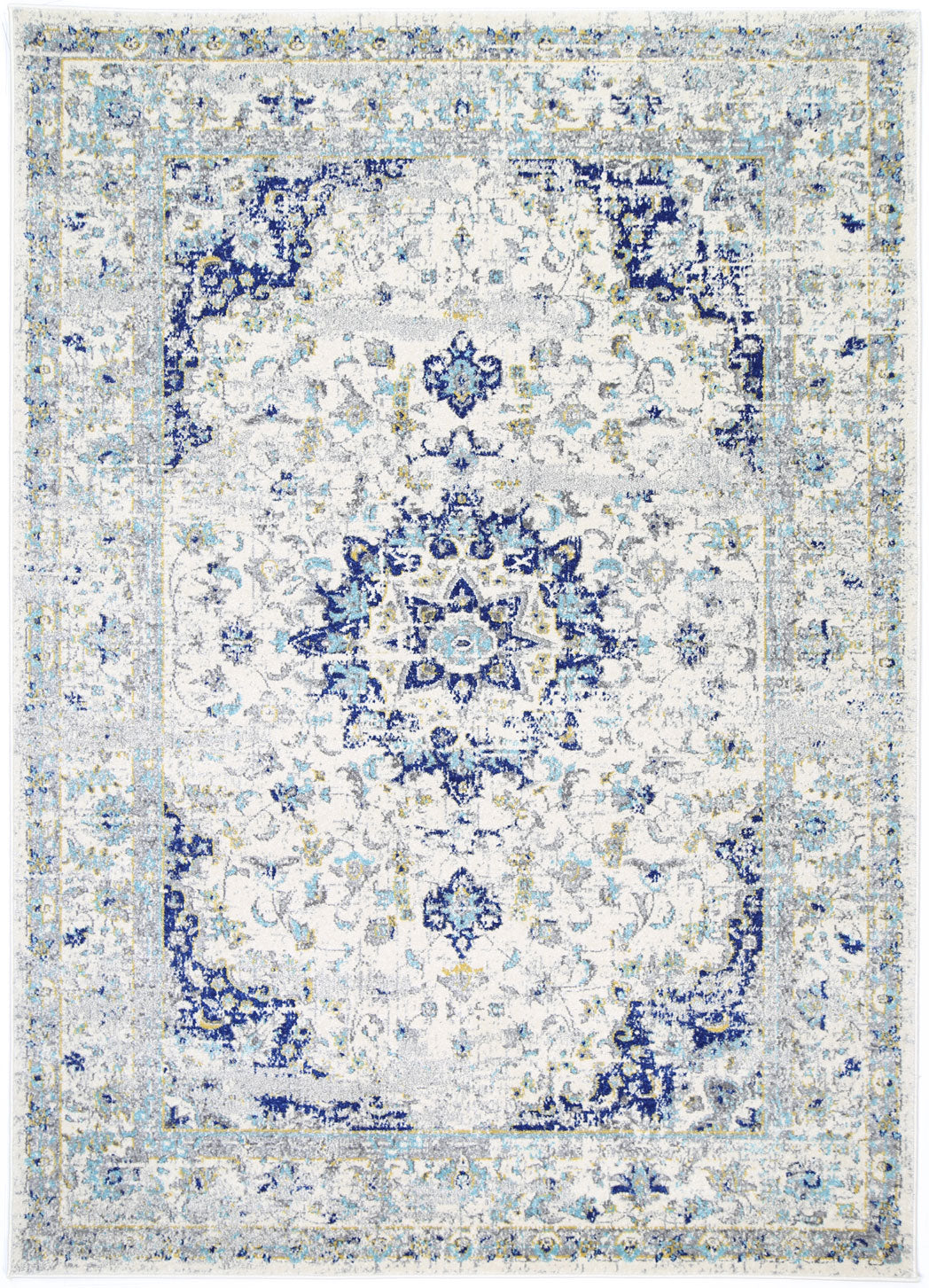 Delicate Magnificence Ivory and Blue Rug - DELI13 – view 2