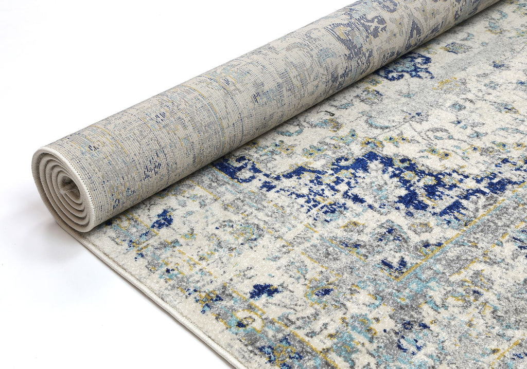 Delicate Magnificence Ivory and Blue Rug - DELI13 – view 6