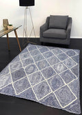Artisan Blue Diamond Rug styled with furniture