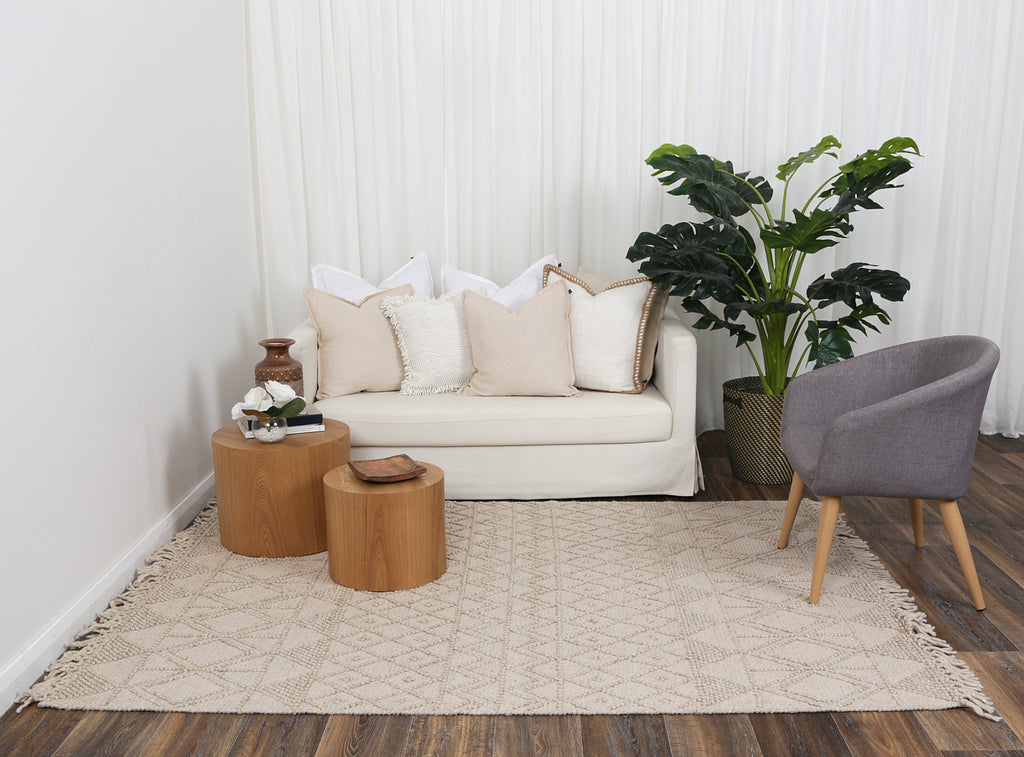 Diego Inca Brown Wool Rug - DIEG01 styled with furniture