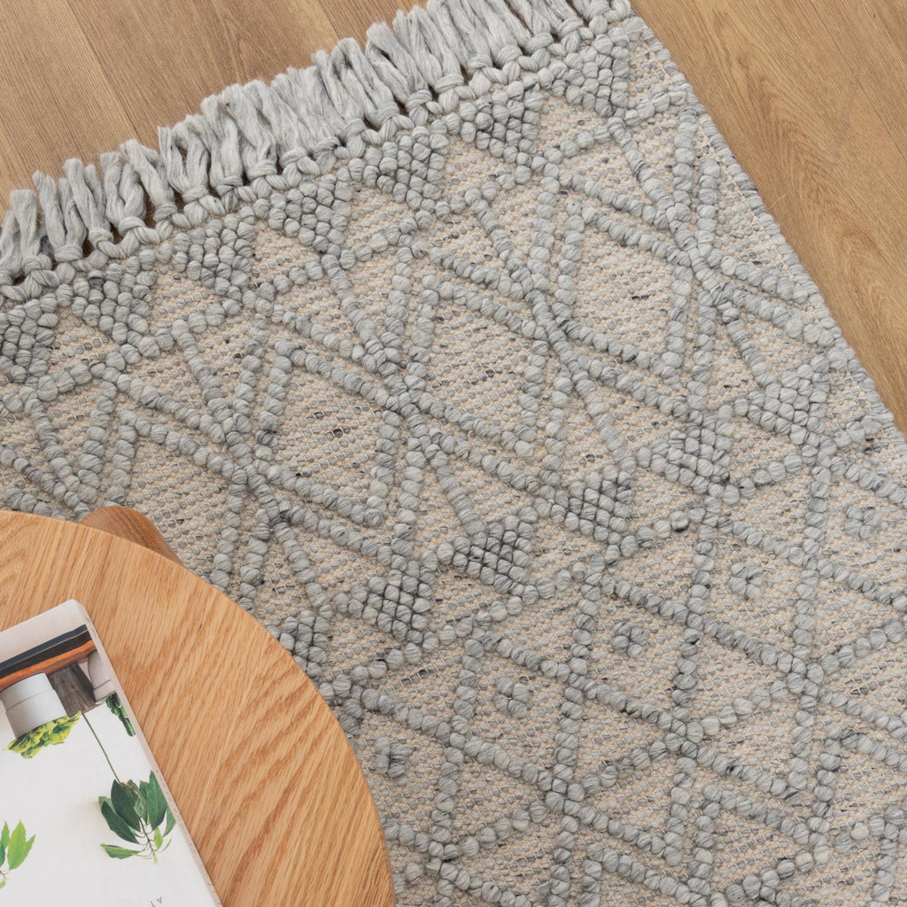 Diego Inca Grey Wool Rug - DIEG01 – view 6