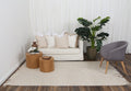 Diego Tribal Beige Wool Rug - DIEG02 styled with furniture