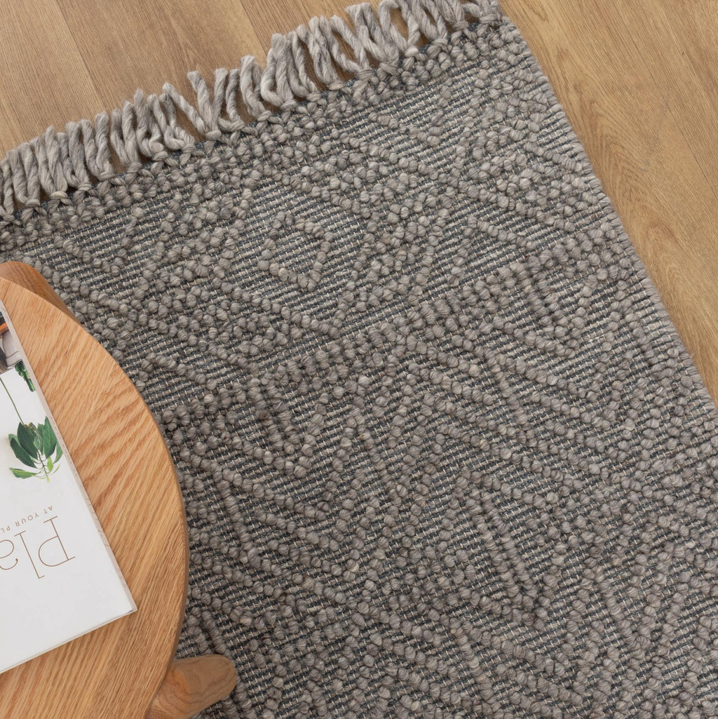 Diego Tribal Grey Multi Wool Rug - DIEG02 – view 6
