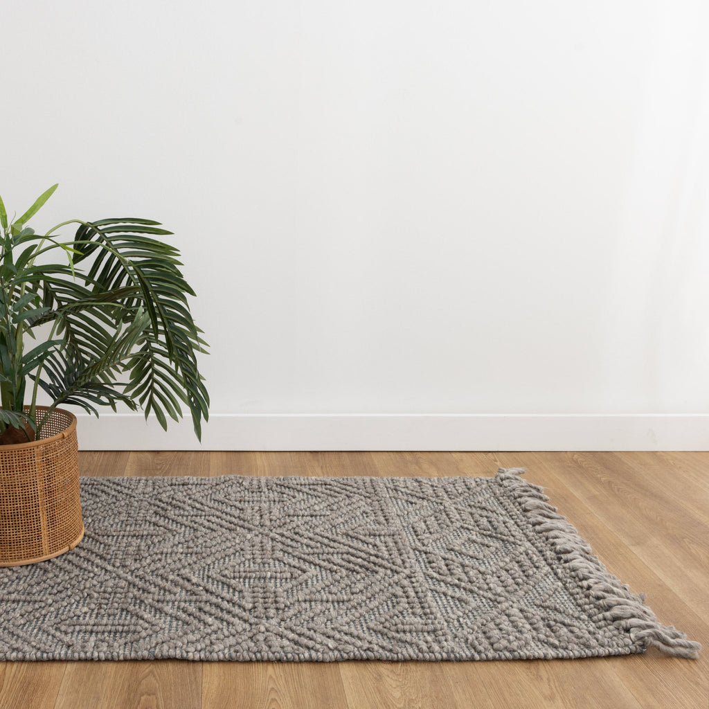 Diego Tribal Grey Multi Wool Rug - DIEG02 – view 7