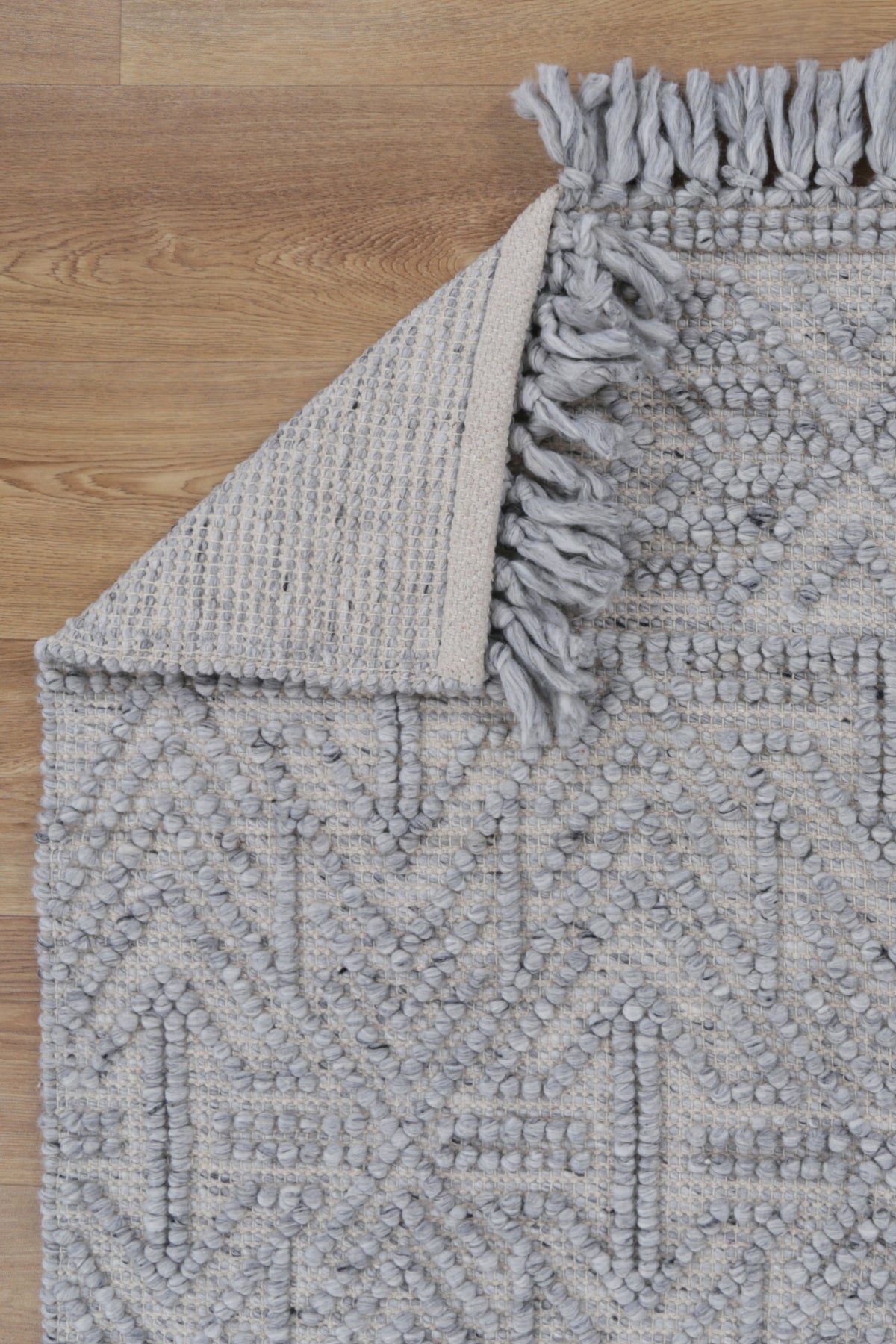 Diego Tribal Grey Wool Rug - DIEG02 – view 4