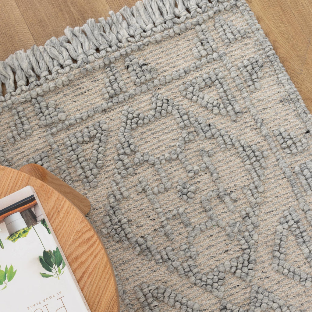 Diego Ornamental Grey Wool Rug - DIEG03 – view 6