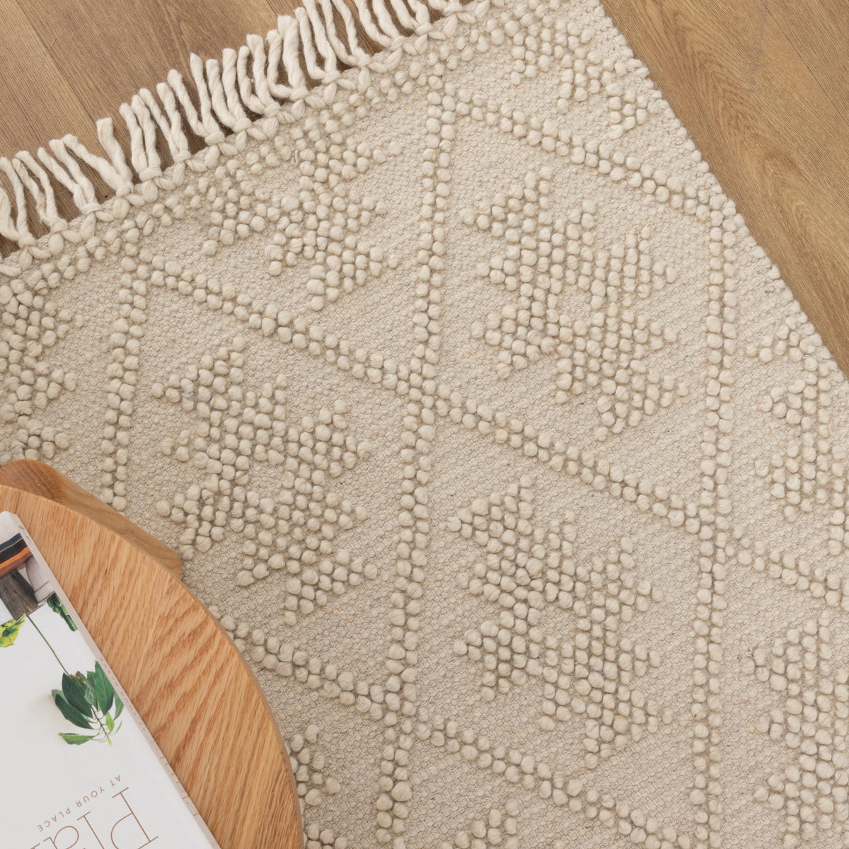 Diego Geometric Beige Wool Rug - DIEG04 – view 6
