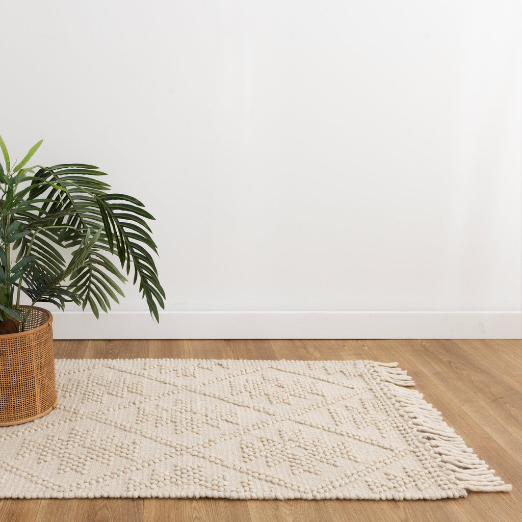 Diego Geometric Beige Wool Rug - DIEG04 – view 7