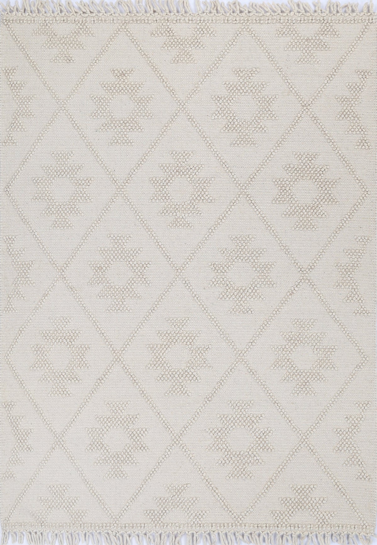 Diego Geometric Beige Wool Rug - DIEG04 – view 2