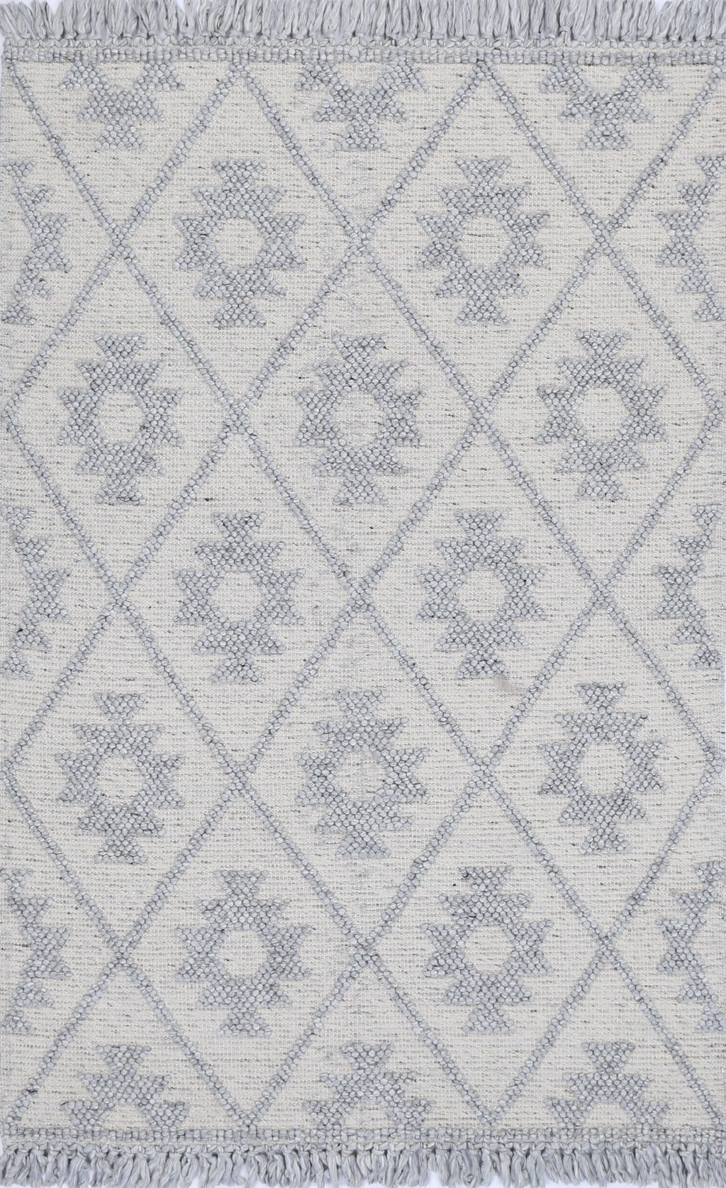 Diego Geometric Grey Wool Rug - DIEG04 – view 2