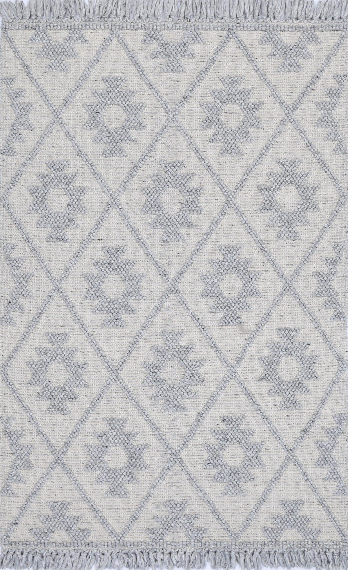 Diego Geometric Grey Wool Rug - DIEG04 – view 2