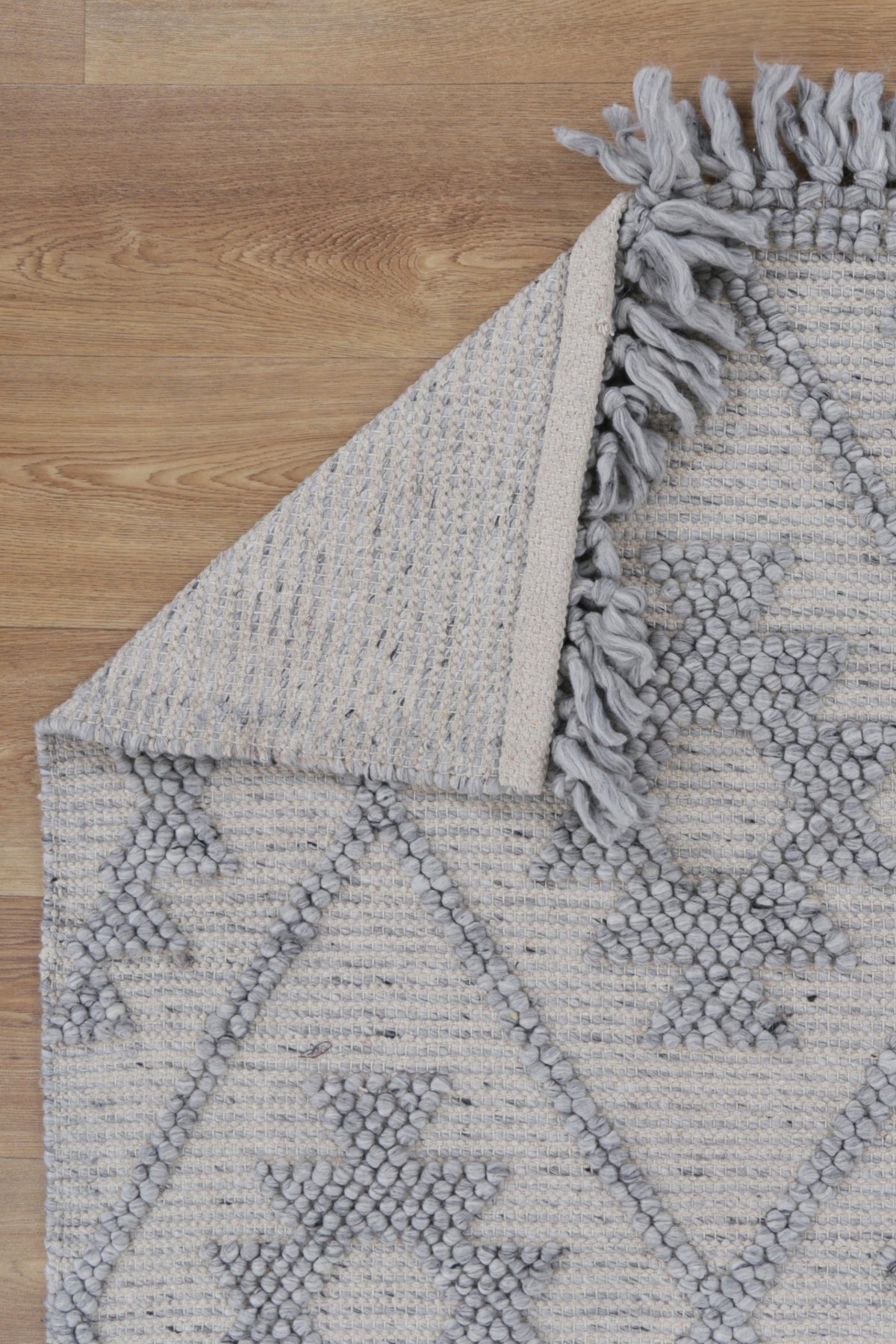 Diego Geometric Grey Wool Rug - DIEG04 – view 4