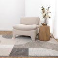 Dorado Grey Beige Arches Rug - D001 styled with furniture