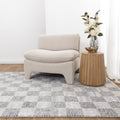 Dorado Grey Checkered Rug - D002 styled with furniture