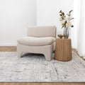 Dorado D003 Grey Distressed Lines Rug styled with furniture