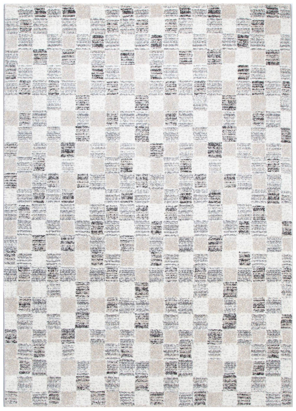 Dorado Grey Beige Checkered Rug - D004 – view 2
