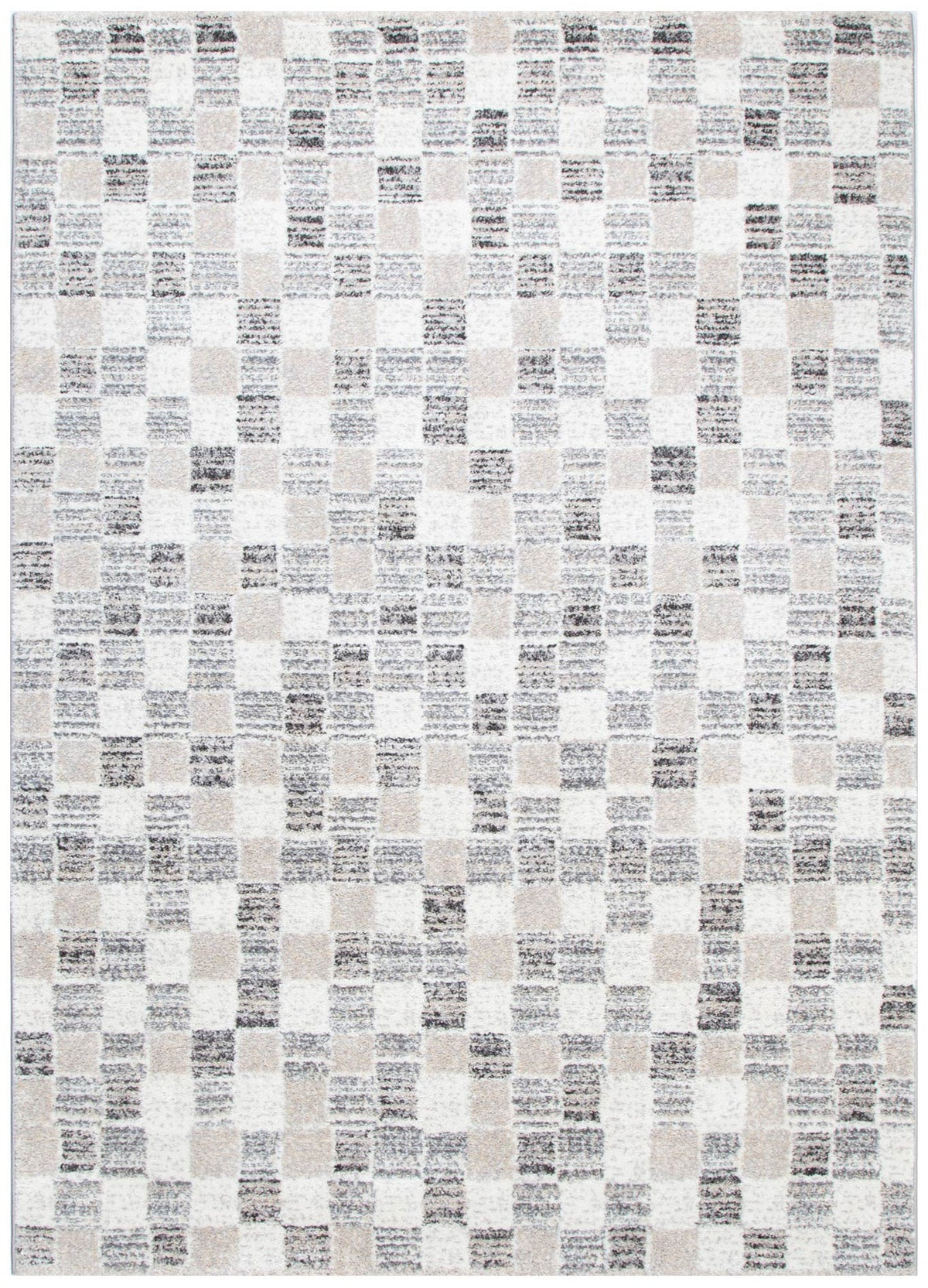 Dorado Grey Beige Checkered Rug - D004 – view 2