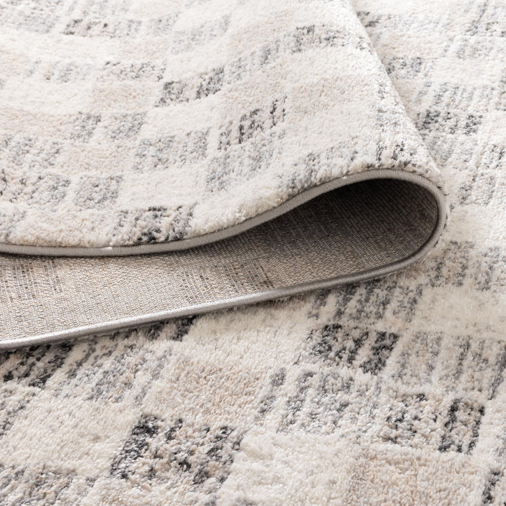 Dorado Grey Beige Checkered Rug - D004 – view 4