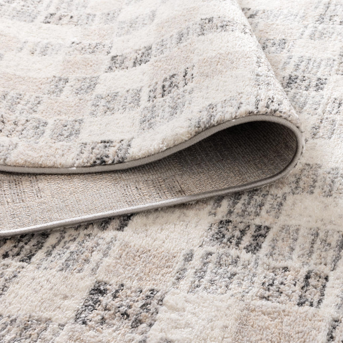 Dorado Grey Beige Checkered Rug - D004 – view 4