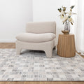 Dorado Grey Beige Checkered Rug - D004 styled with furniture
