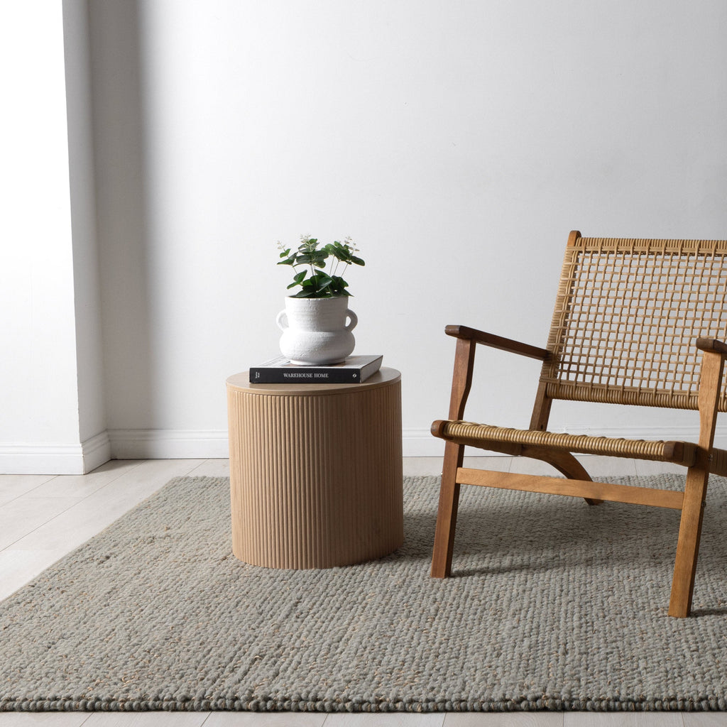 Eco Weave Duck Egg Blue Jute and Wool Rug styled with furniture