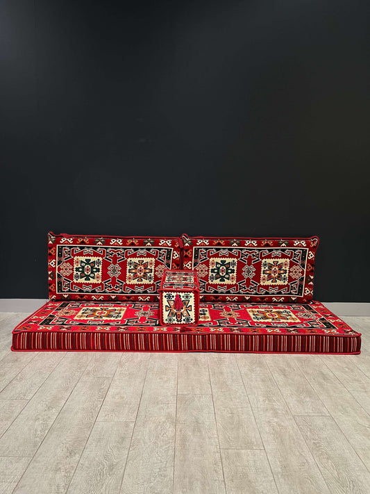 Arabian Majlis (Divan Set) Red-Authentic