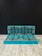 Double Seater Majlis Sofa Aqua Diamond-Elevate your space with our Double Seater Majlis Sofa, 120cm wide, cotton cover, firm sponge insert. Perfect for Arabian-inspired decor with comfort and style.-Bazaar G Rugs N Gifts