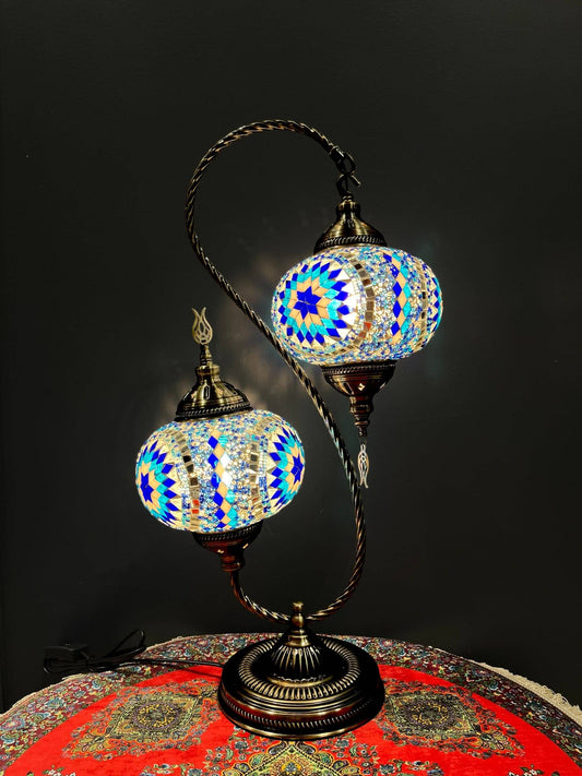 Double-Swan Mosaic Lamp Blue StarBazaar G Rugs N Gifts