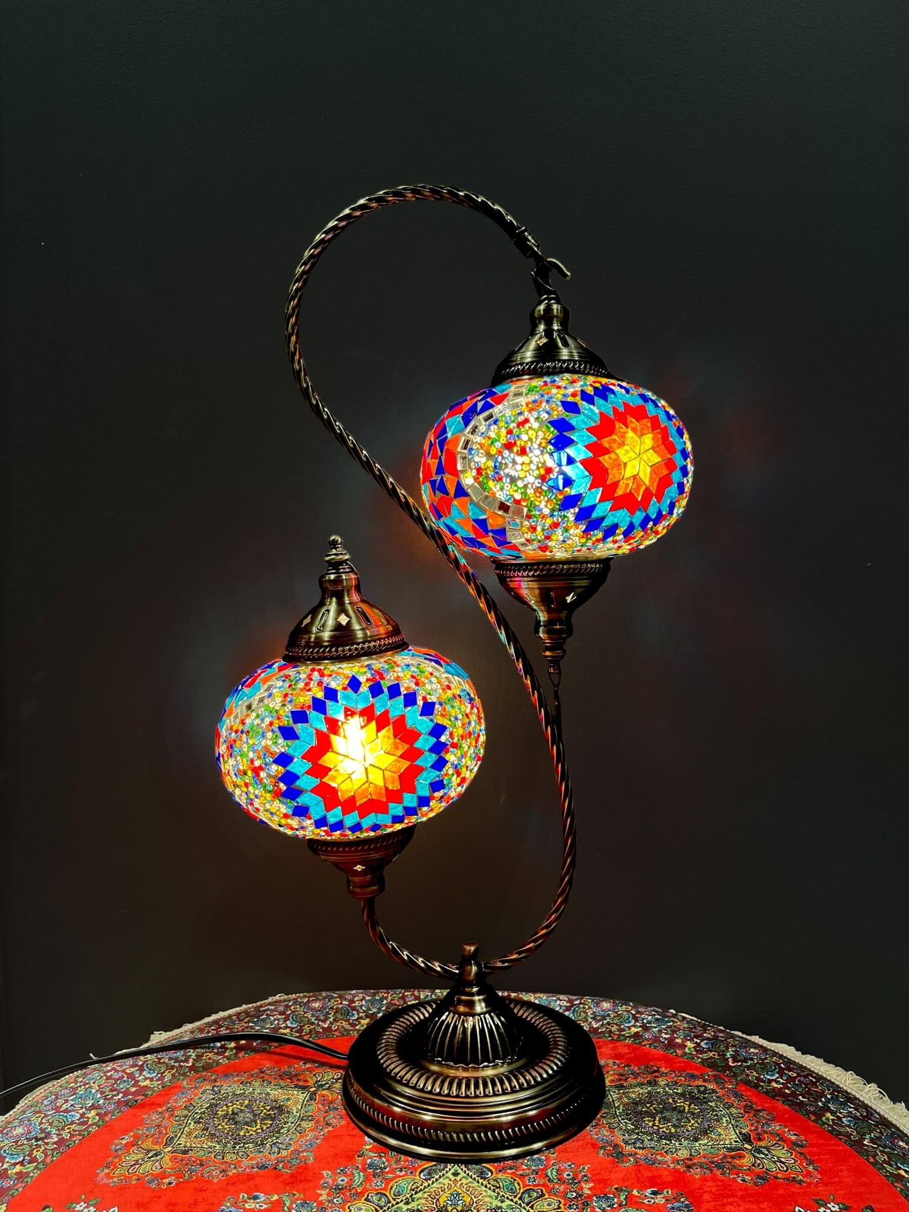 Double-Swan Mosaic Lamp Colourful