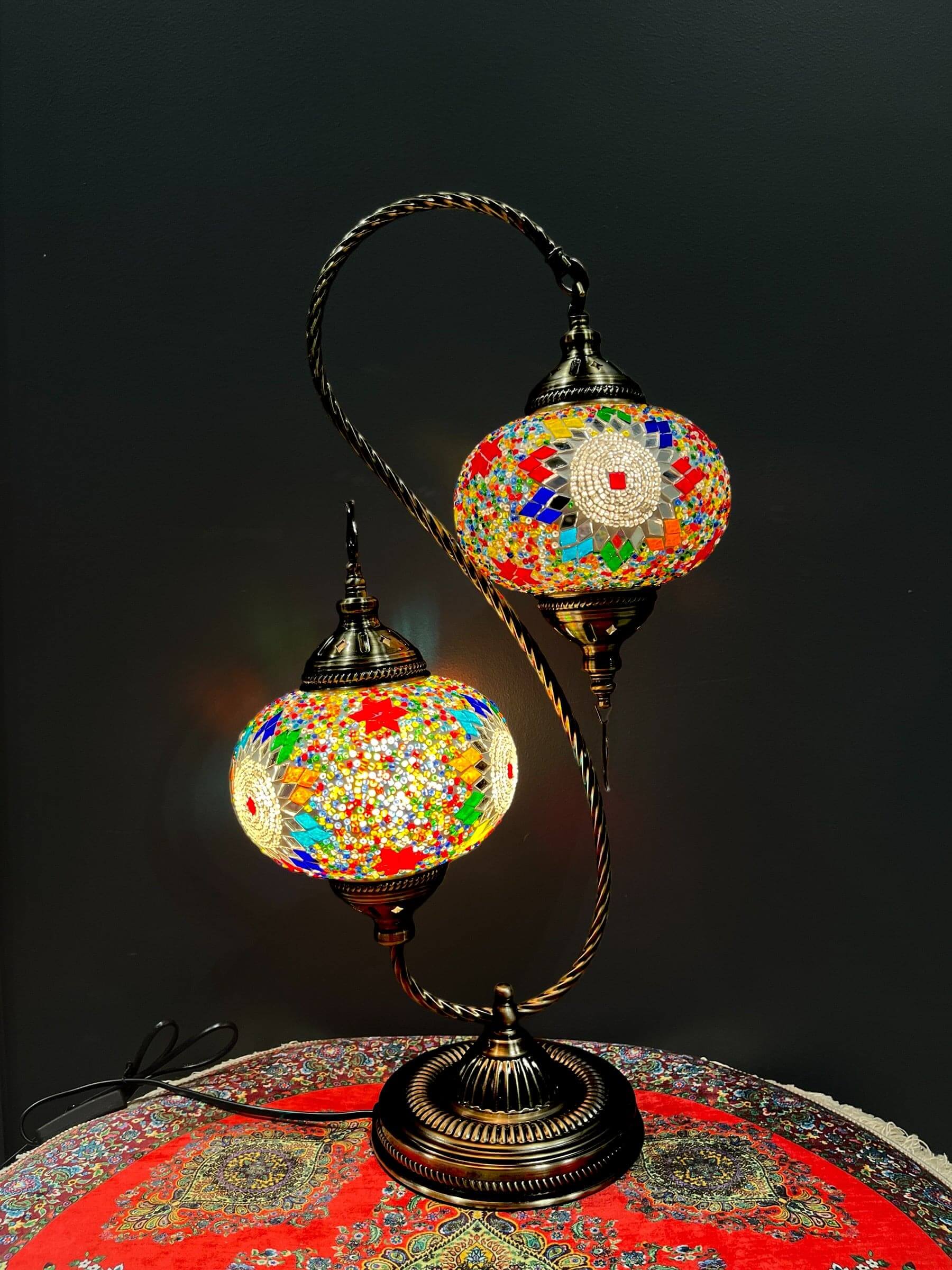 Double-Swan Mosaic Lamp Rainbow StarBazaar G Rugs N Gifts