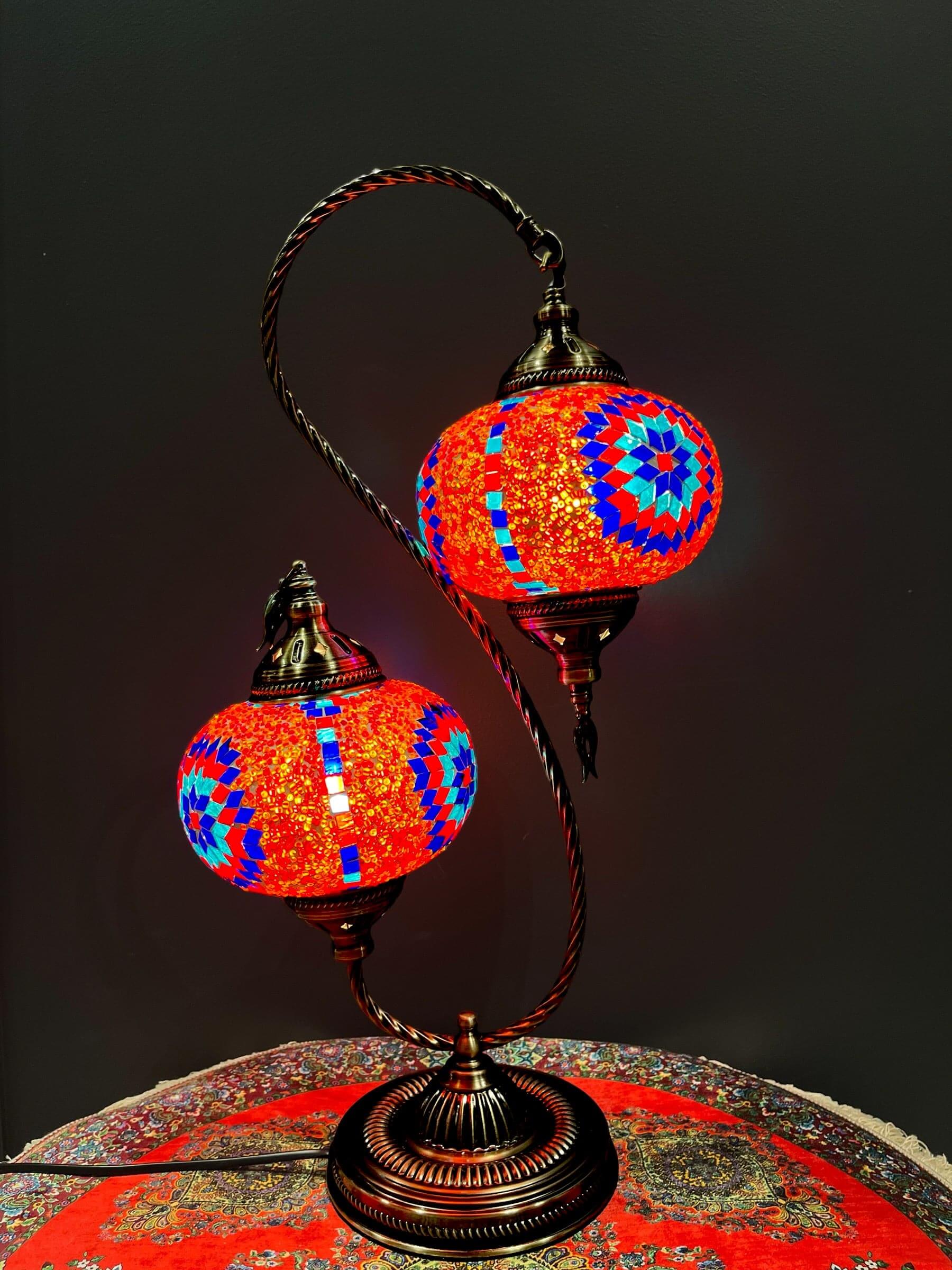 Double-Swan Mosaic Lamp Red Lamps   