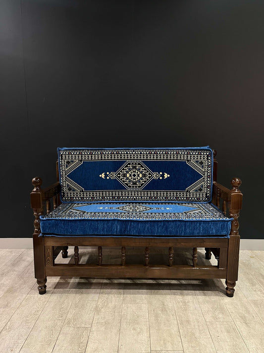 Sedir Double Chair- Blue Palace Majlis Floor Cushions Dark Sedir  