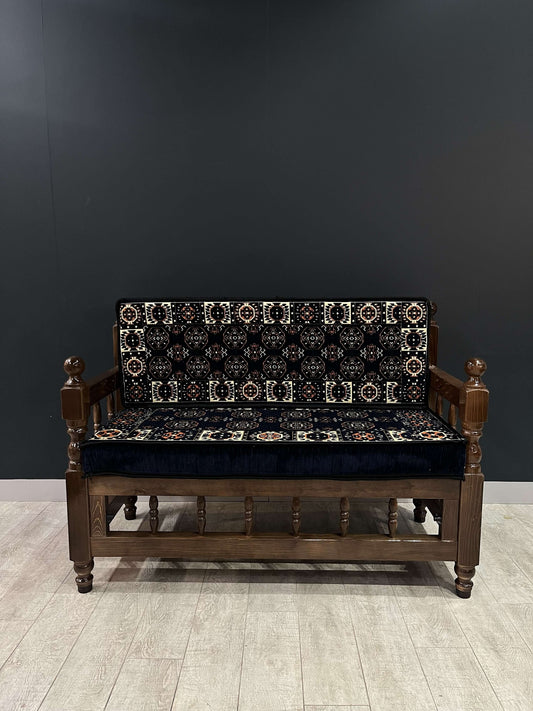 Sedir Double Chair- Navy Diamond Majlis Floor Cushions Dark Sedir  