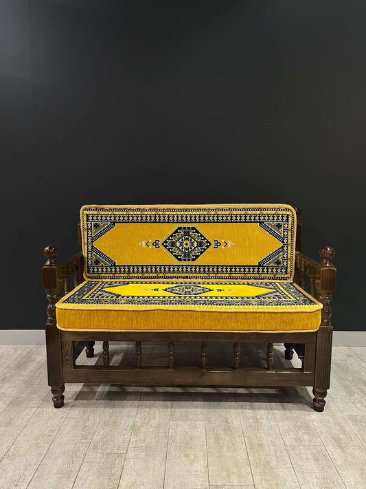 Sedir Double Chair- Yellow Palace Majlis Floor Cushions Dark Sedir  