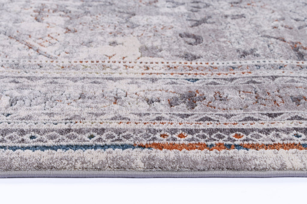 Almeras E0047-110 Grey Multicolour Diamond Border Rug – view 4